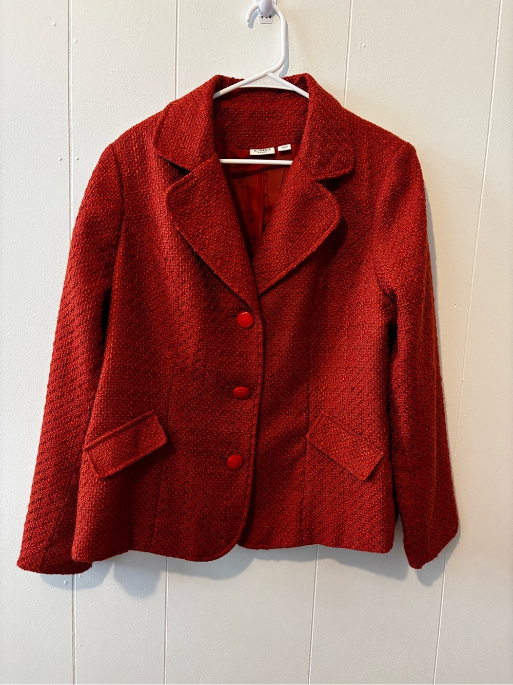 Cato Burnt Orange Textured Three-Button Blazer